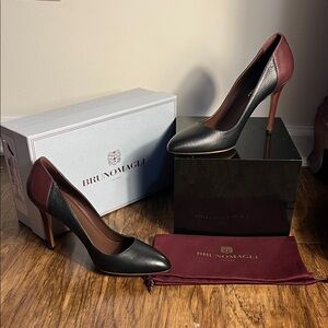 Bruno Magli Women's Black and Dark Red Heels